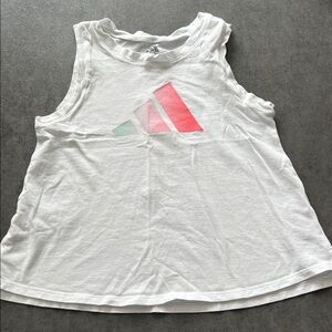 Adidas Kids White Tank Top with Red and Green Logo